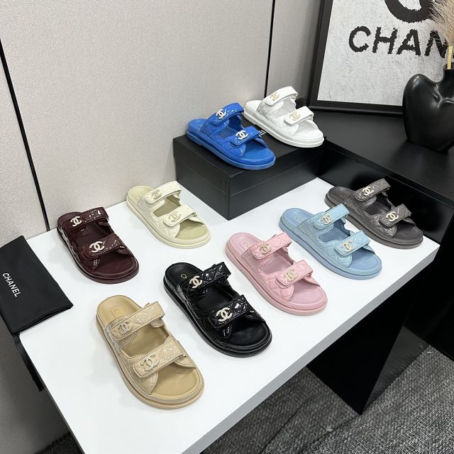 CC original shiny calfskin mules CH00390