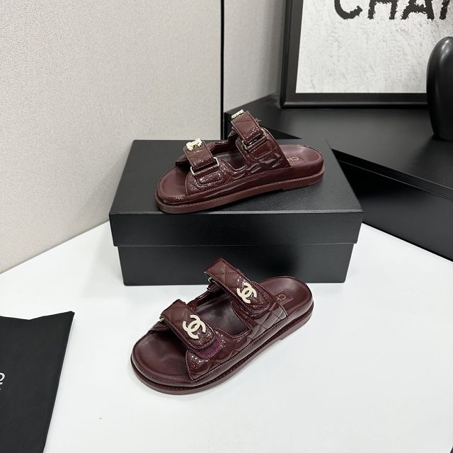 CC original shiny calfskin mules CH00390