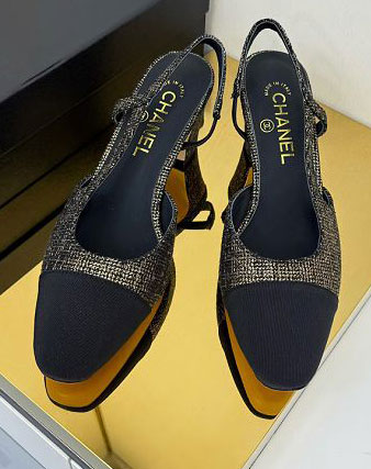 CC original tweed 65mm slingbacks CH00428