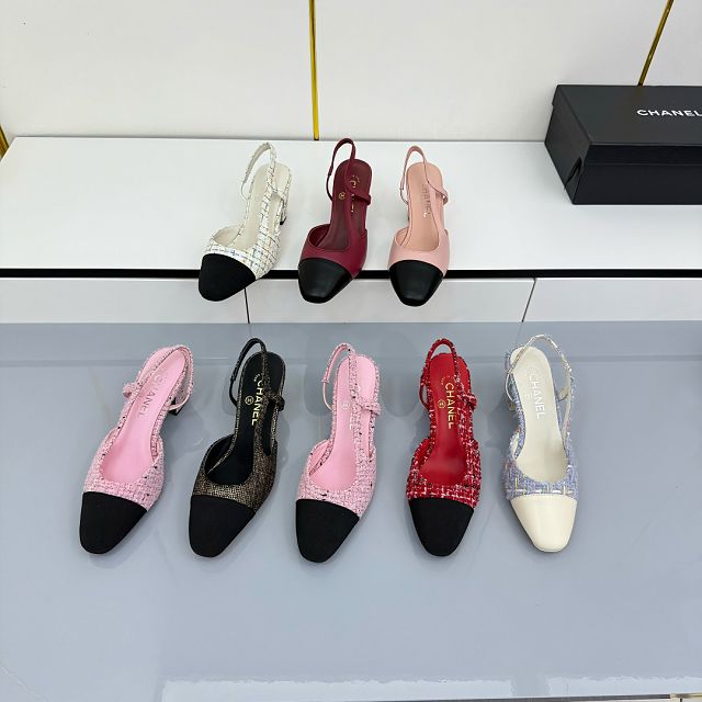 CC original tweed 65mm slingbacks CH00428