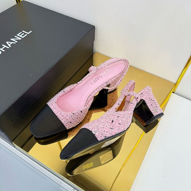 CC original tweed 65mm slingbacks CH00428