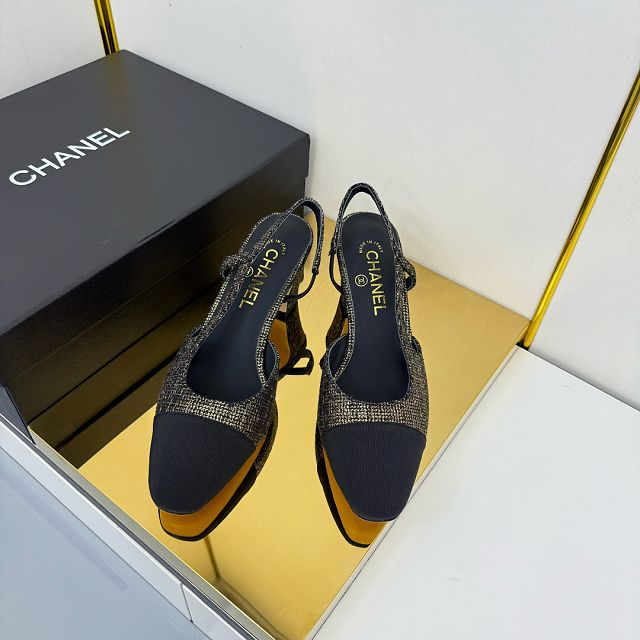 CC original tweed 65mm slingbacks CH00428