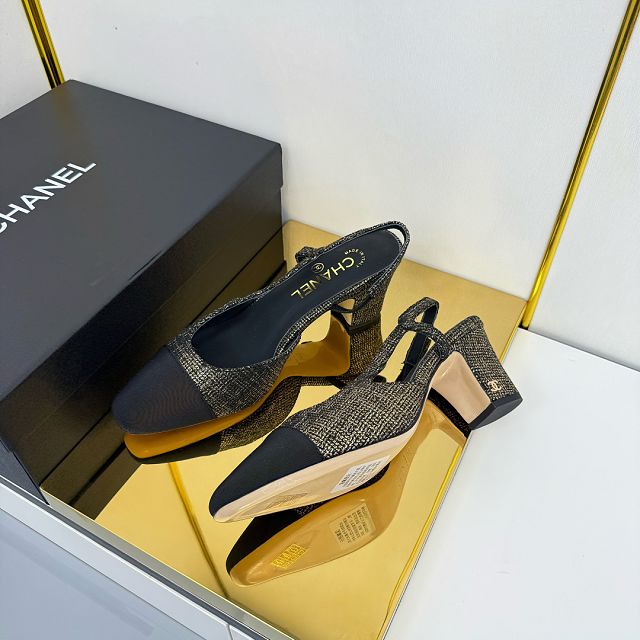 CC original tweed 65mm slingbacks CH00428