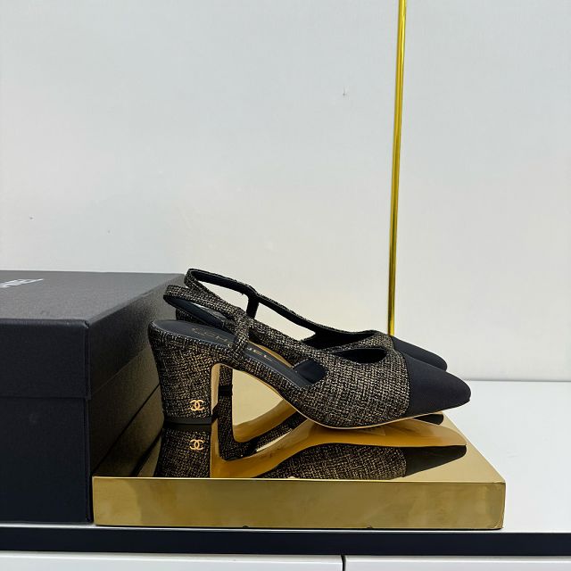 CC original tweed 65mm slingbacks CH00428