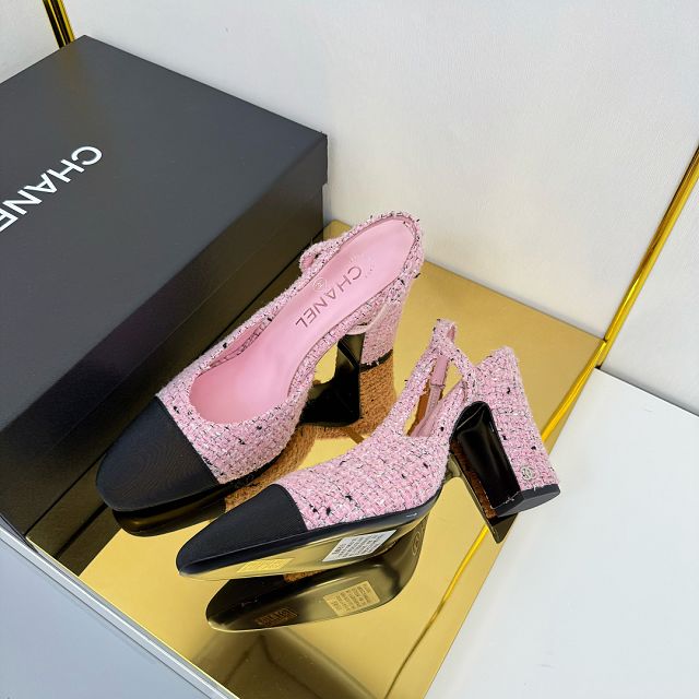CC original tweed 90mm slingbacks CH00427