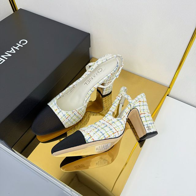 CC original tweed 90mm slingbacks CH00427