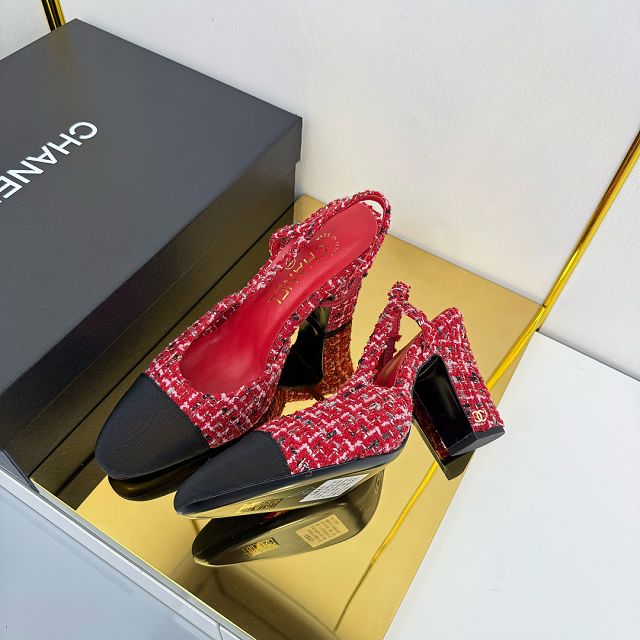 CC original tweed 90mm slingbacks CH00427