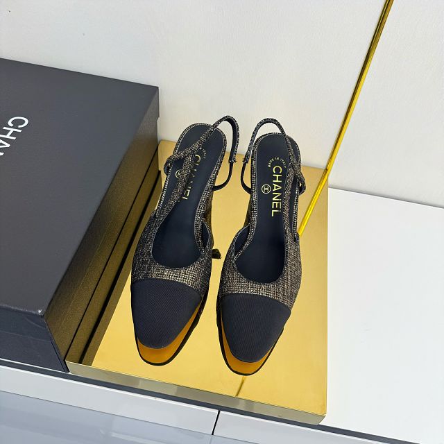 CC original tweed 90mm slingbacks CH00427