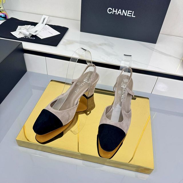 CC original suede calfskin 65mm slingbacks CH00431