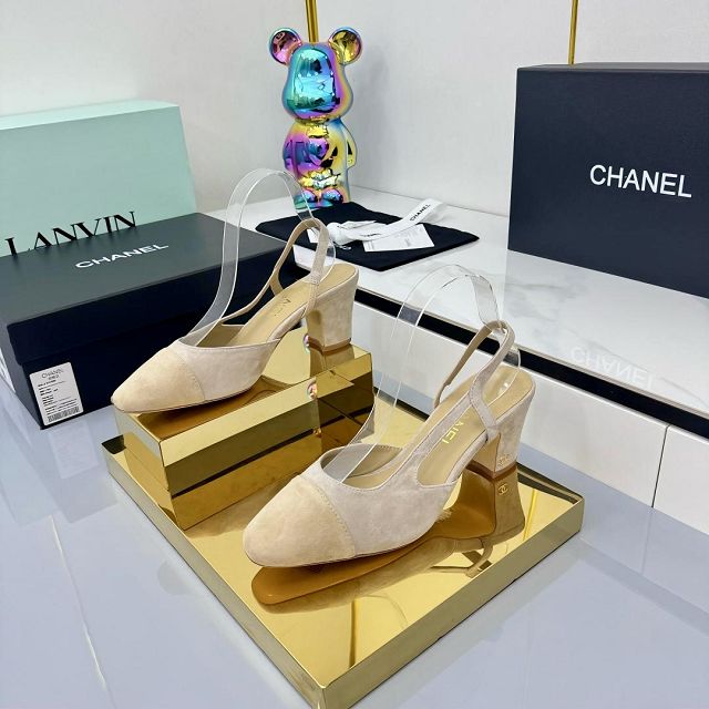 CC original suede calfskin 65mm slingbacks CH00431