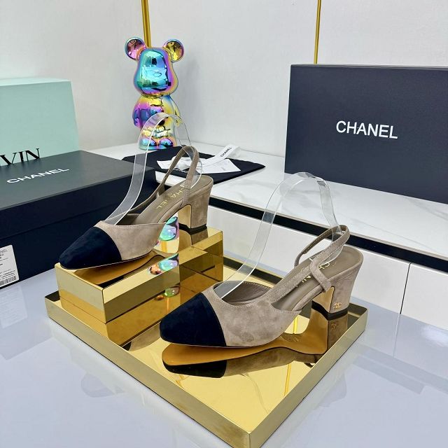 CC original suede calfskin 65mm slingbacks CH00431