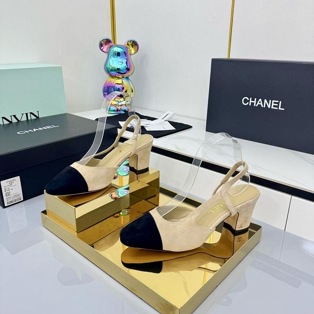 CC original suede calfskin 65mm slingbacks CH00431