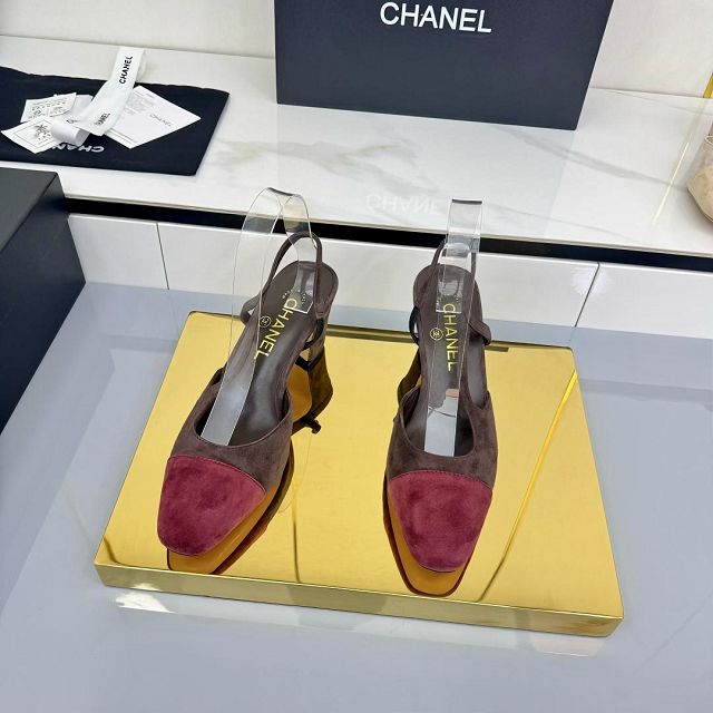 CC original suede calfskin 65mm slingbacks CH00431