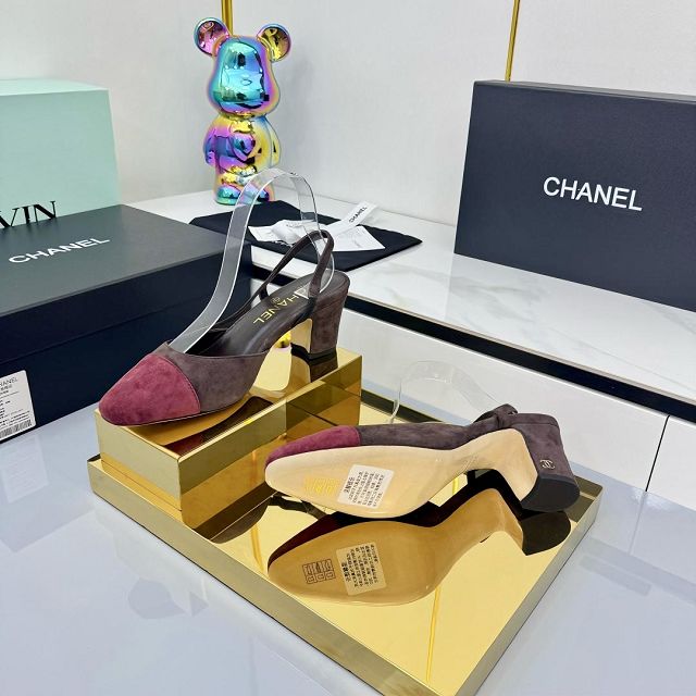 CC original suede calfskin 65mm slingbacks CH00431