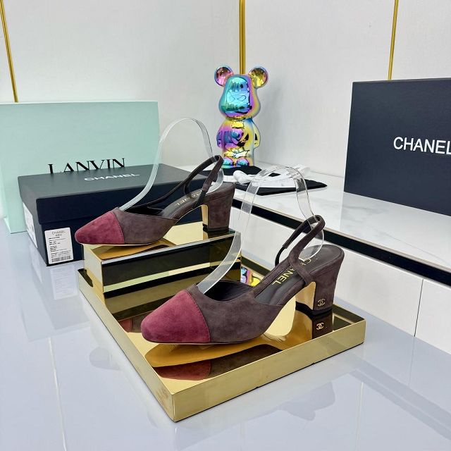 CC original suede calfskin 65mm slingbacks CH00431