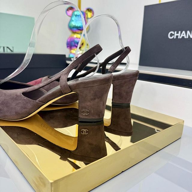 CC original suede calfskin 65mm slingbacks CH00431