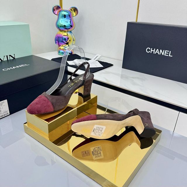 CC original suede calfskin 65mm slingbacks CH00431