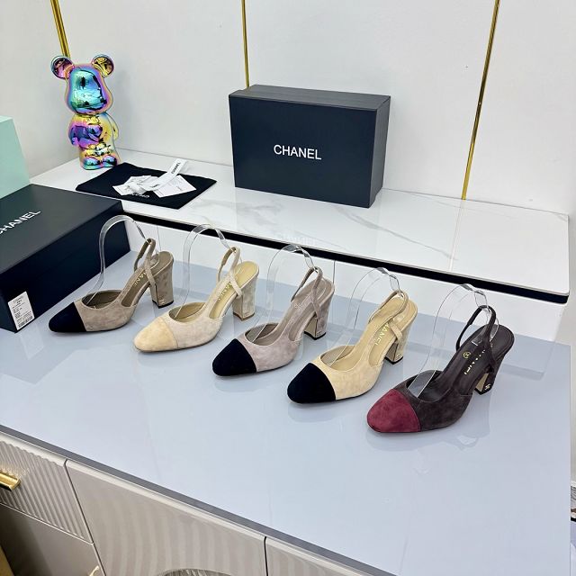 CC original suede calfskin 90mm  slingbacks CH00430