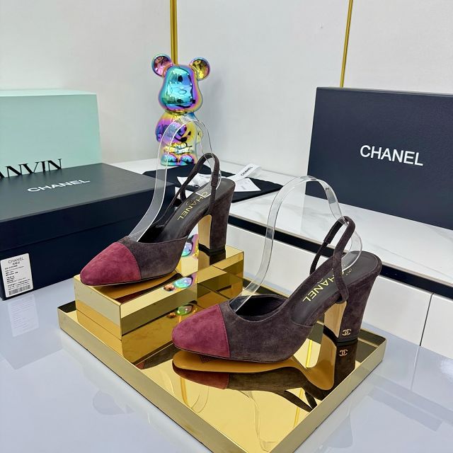 CC original suede calfskin 90mm  slingbacks CH00430