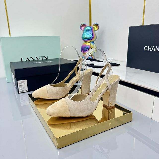 CC original suede calfskin 90mm  slingbacks CH00430