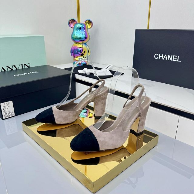 CC original suede calfskin 90mm  slingbacks CH00430