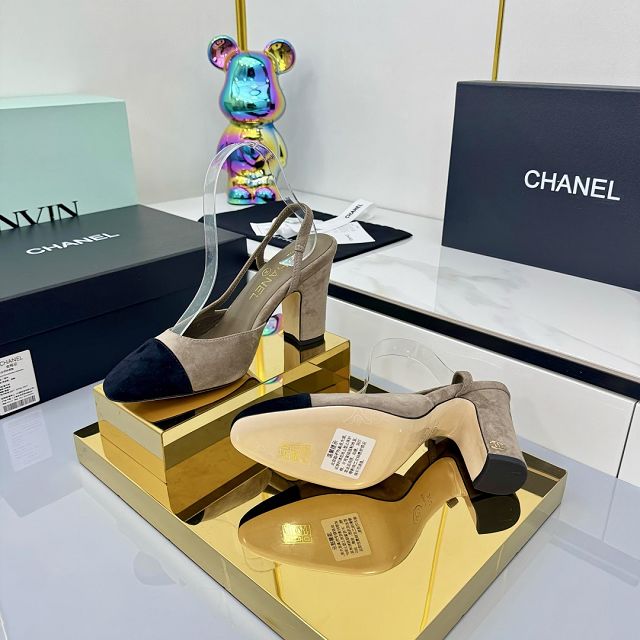 CC original suede calfskin 90mm  slingbacks CH00430