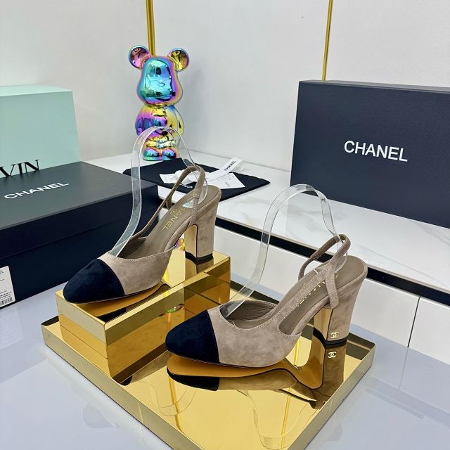 CC original suede calfskin 90mm  slingbacks CH00430