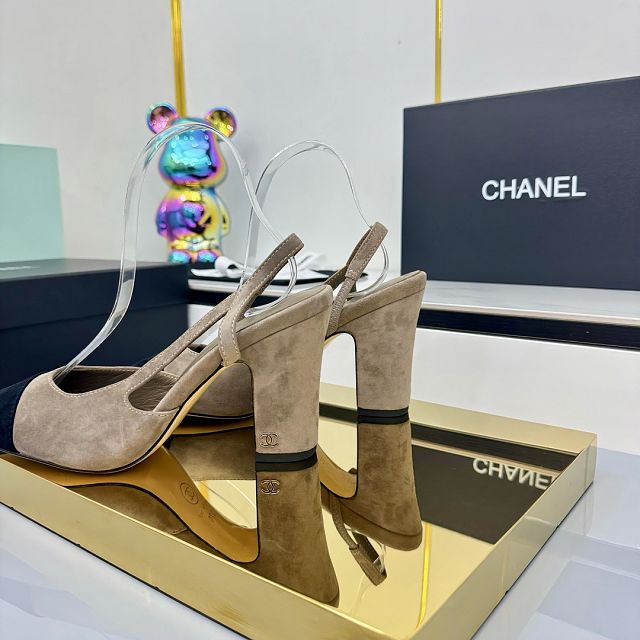 CC original suede calfskin 90mm  slingbacks CH00430