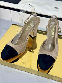 CC original suede calfskin 90mm  slingbacks CH00430