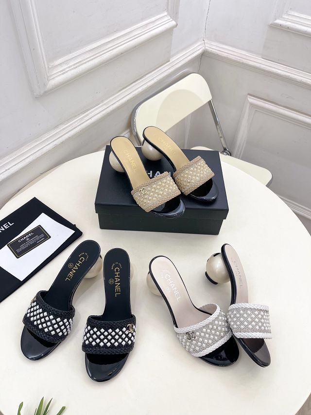 CC original tweed 65mm mules CH00432