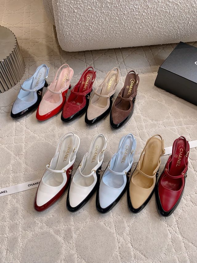 CC original lambskin 70mm slingbacks CH00476