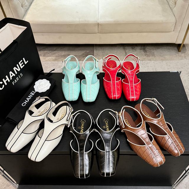 CC original crocodile calfskin slingbacks CH00517