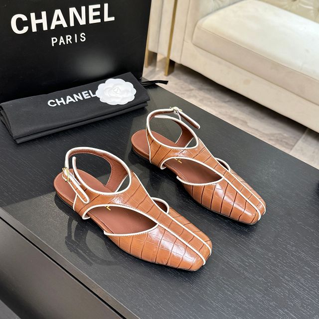 CC original crocodile calfskin slingbacks CH00517