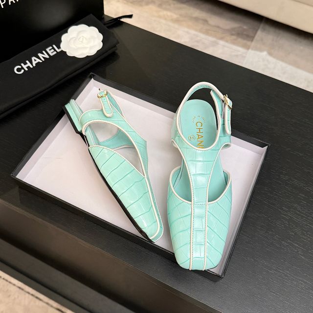 CC original crocodile calfskin slingbacks CH00517