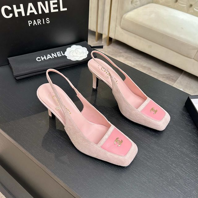 CC original suede calfskin 65mm slingbacks CH00500