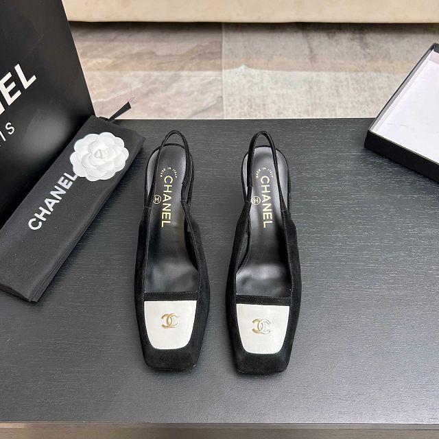 CC original suede calfskin 65mm slingbacks CH00500