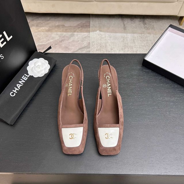 CC original suede calfskin 65mm slingbacks CH00500