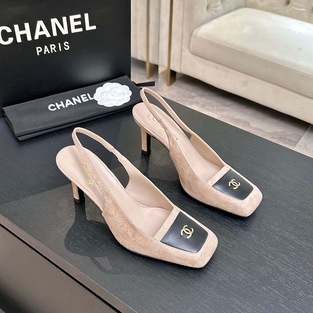 CC original suede calfskin 65mm slingbacks CH00500