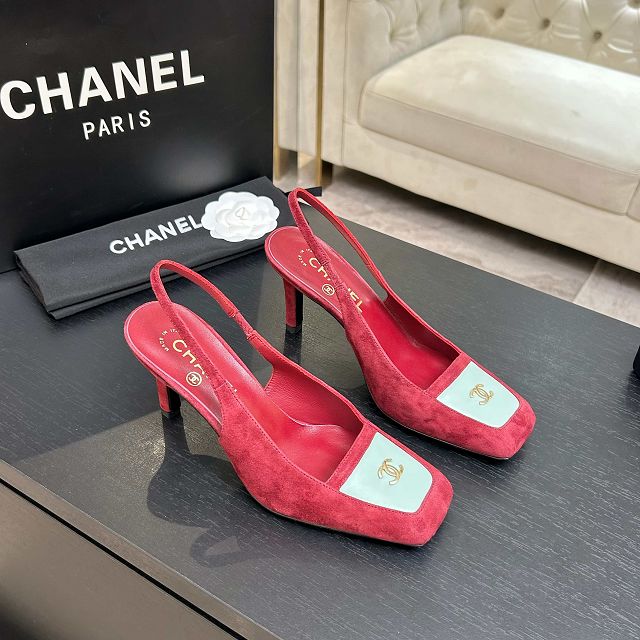 CC original suede calfskin 65mm slingbacks CH00500
