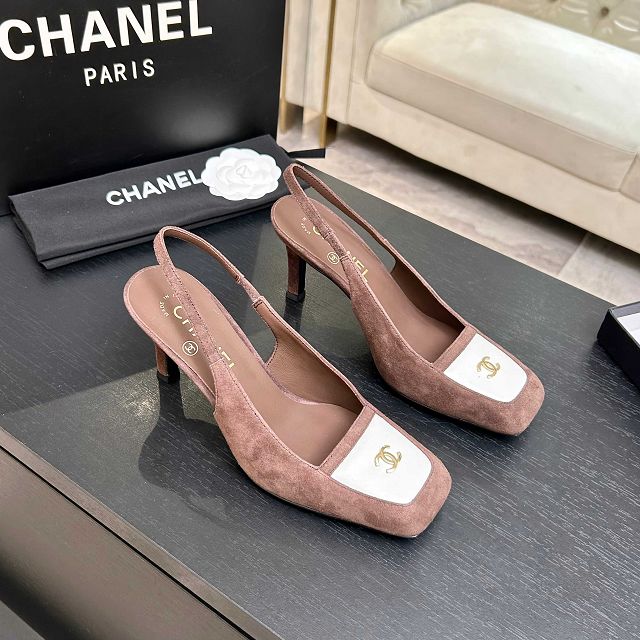 CC original suede calfskin 65mm slingbacks CH00500