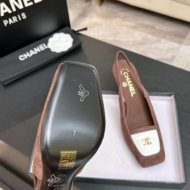 CC original suede calfskin 65mm slingbacks CH00500